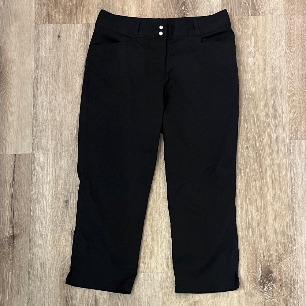 adidas Black Capri Breathable Golf Pants with Double Snap Waist